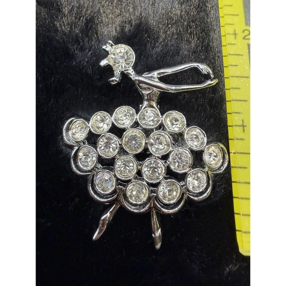 Vintage‎ Ballerina Ballet Dancer Brooch Pin Rhinestone Silver Tone 2" - Picture 5 of 6